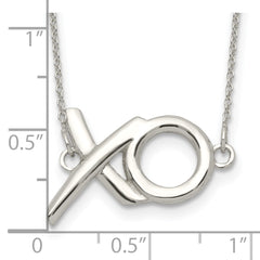 Sterling Silver Polished  XO w/2in. Ext. Necklace