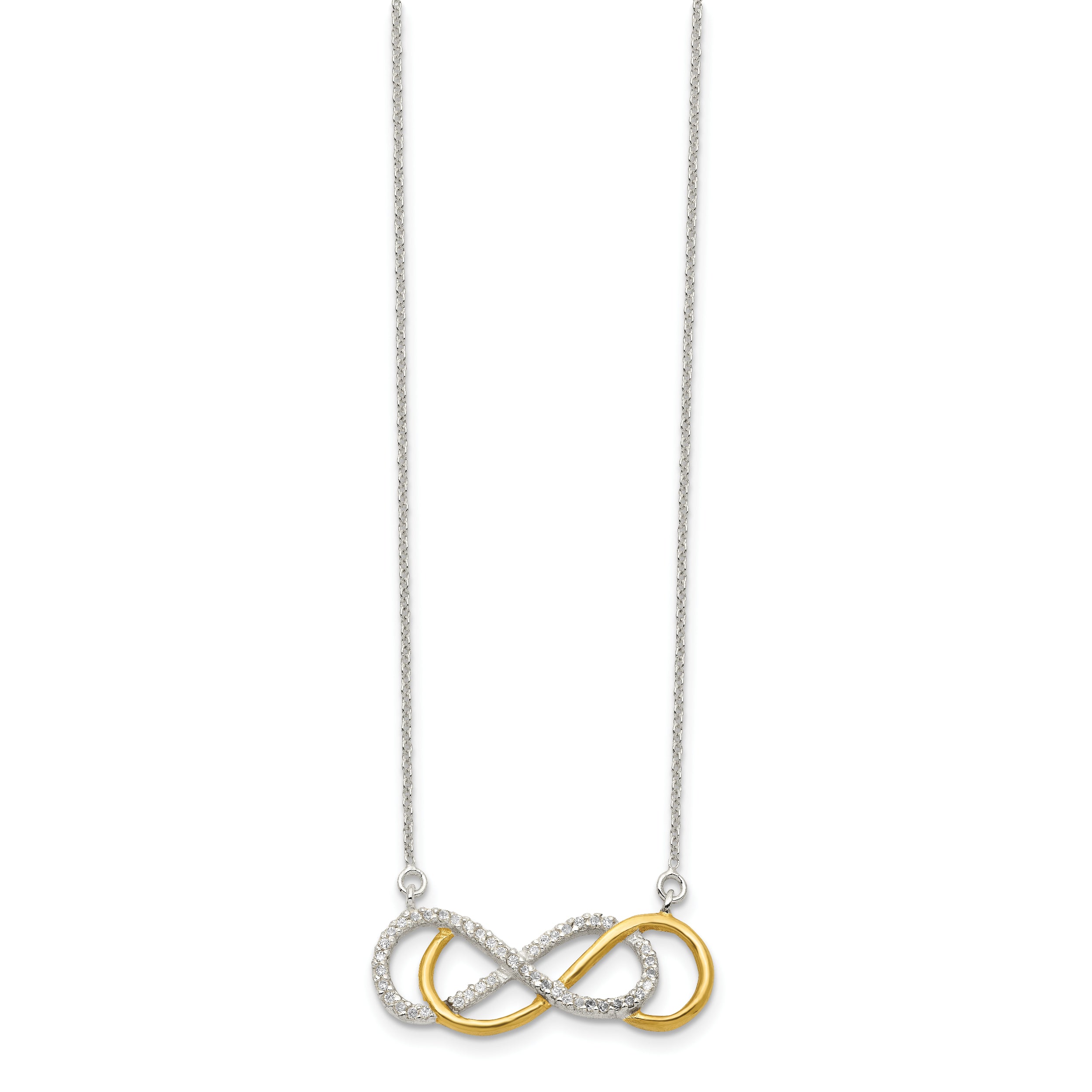 Sophia Jewelers 925 Sterling Silver Gold-Plated CZ Infinity Necklace Elegant Polished Design