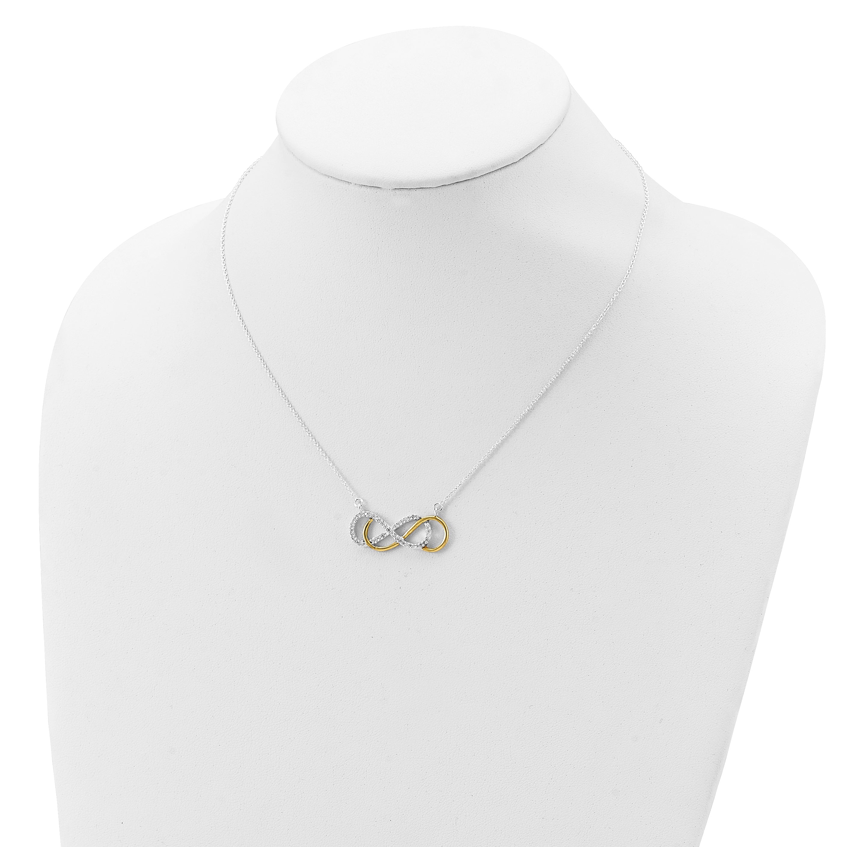 Sterling Silver Flash Gold-plated CZ Infinity Necklace