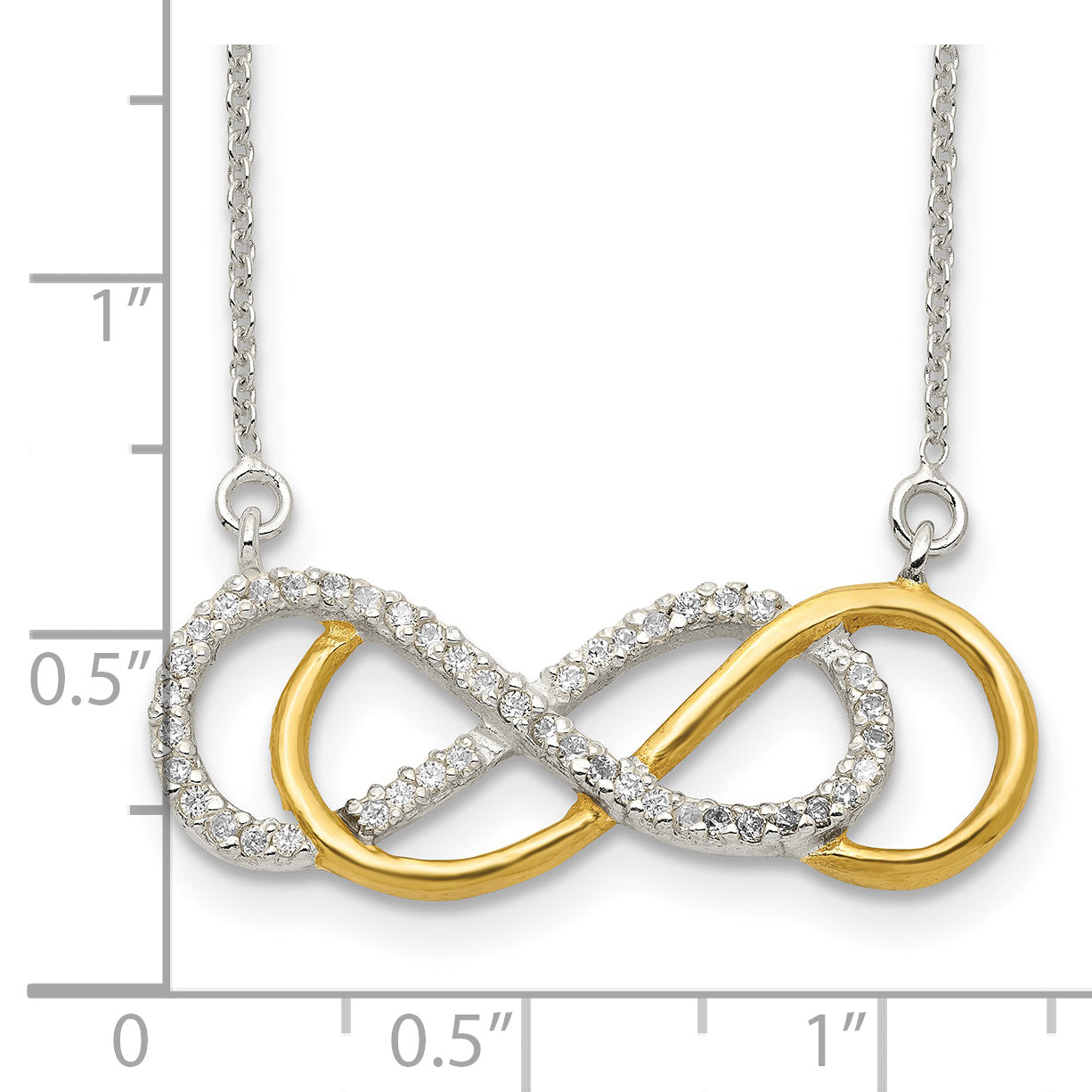 Sophia Jewelers 925 Sterling Silver Gold-Plated CZ Infinity Necklace Elegant Polished Design