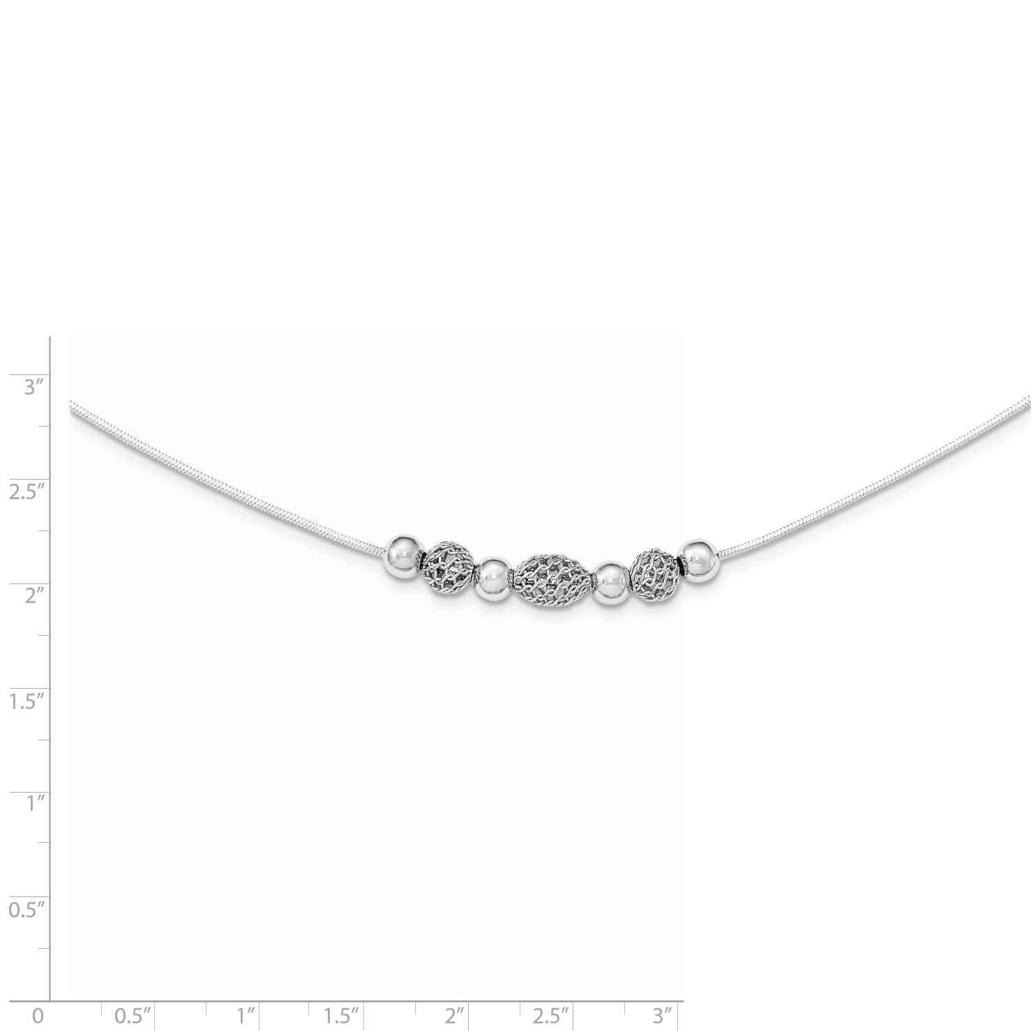 Sterling Silver Rhodium-plated Polished Filigree Bead Necklace