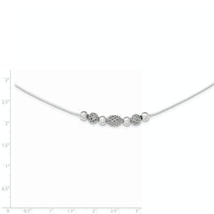 Sterling Silver Rhodium-plated Polished Filigree Bead Necklace