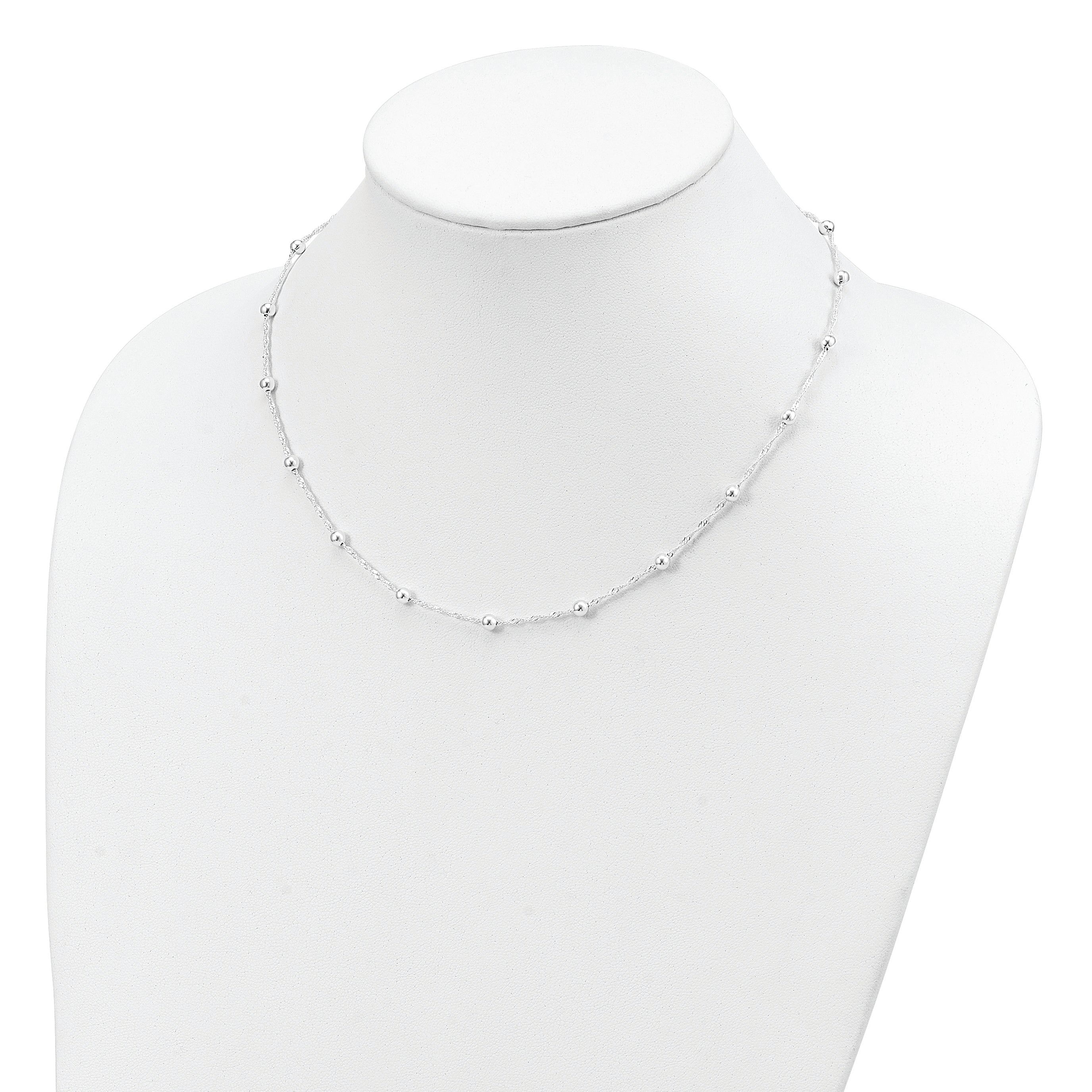 Sterling Silver Polished Beaded 18in Necklace