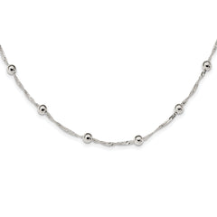 Sterling Silver Polished Beaded 18in Necklace