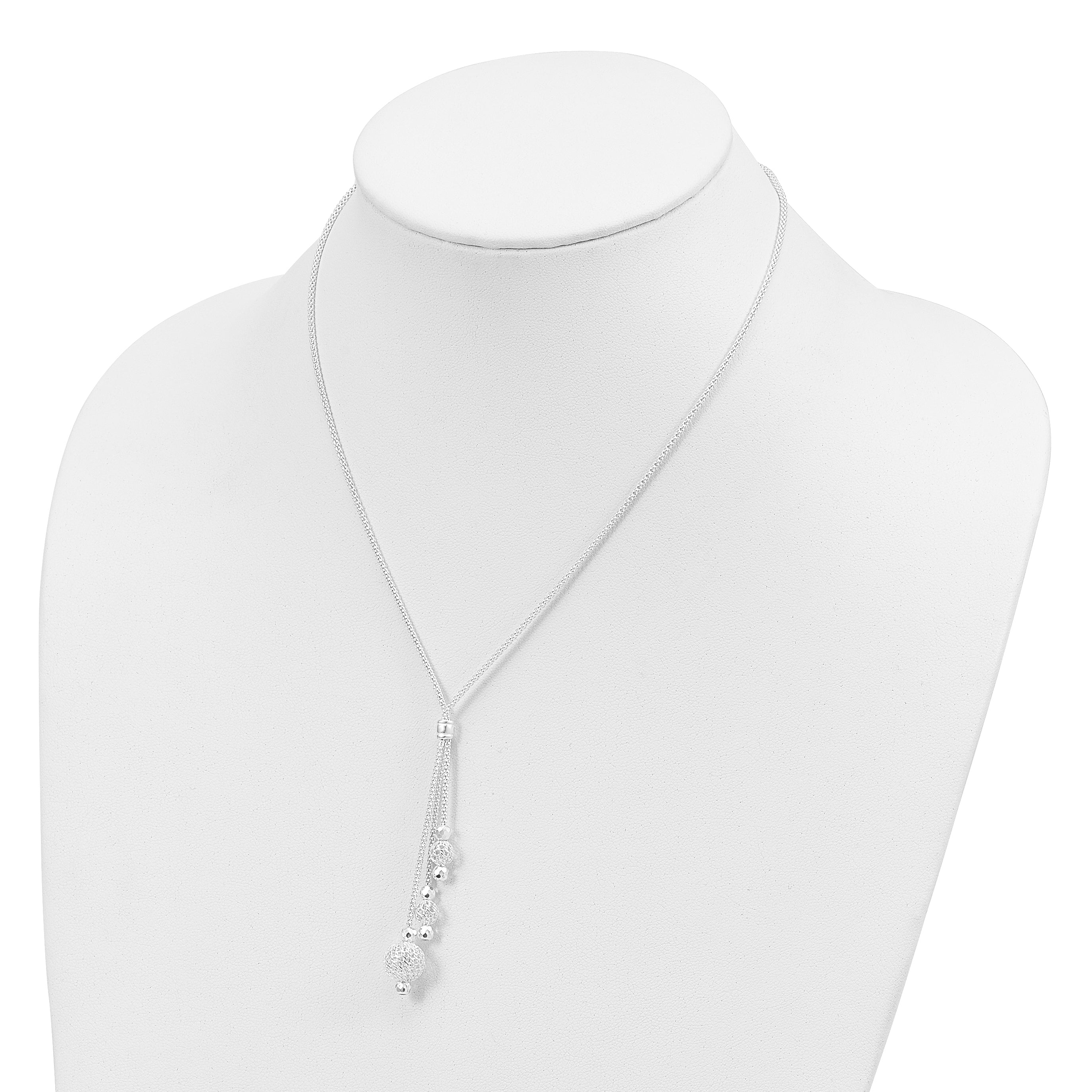 Sterling Silver Rhodium-plated Beaded Necklace