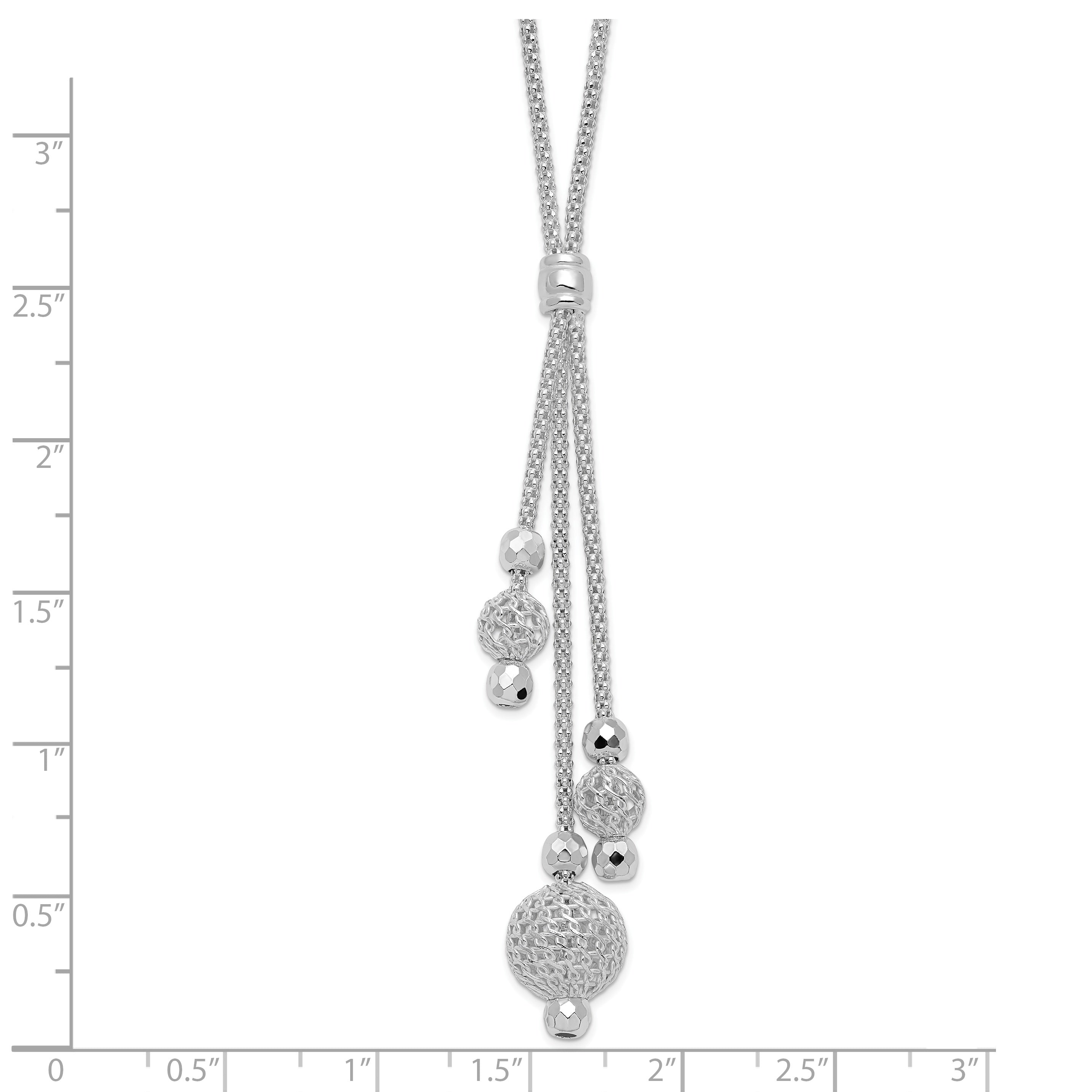 Sterling Silver Rhodium-plated Beaded Necklace