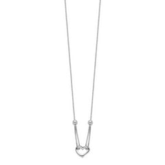 Sterling Silver Rhodium-plated Heart w/Box Chain Necklace