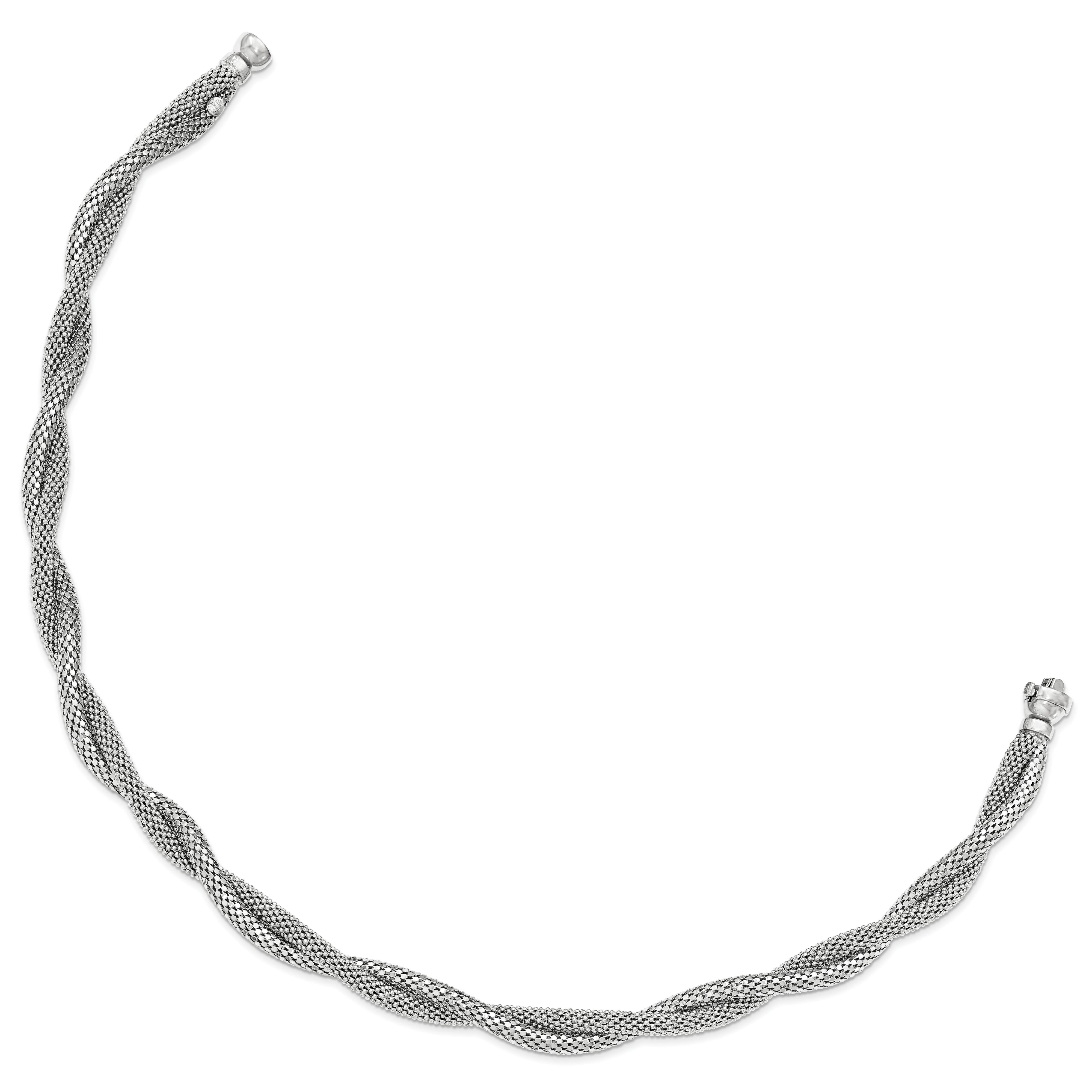 Sterling Silver 925 Twisted Mesh Necklace with Multi-Strand Design