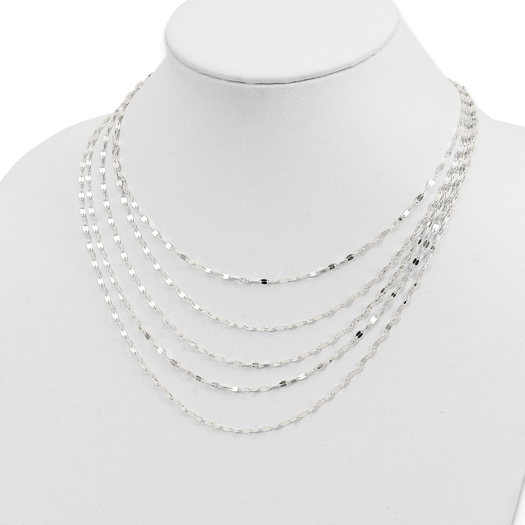 Sophia Jewelers Sterling Silver 5-Strand Fancy Necklace with Anti-Tarnish Finish