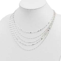 Sophia Jewelers Sterling Silver 5-Strand Fancy Necklace with Anti-Tarnish Finish