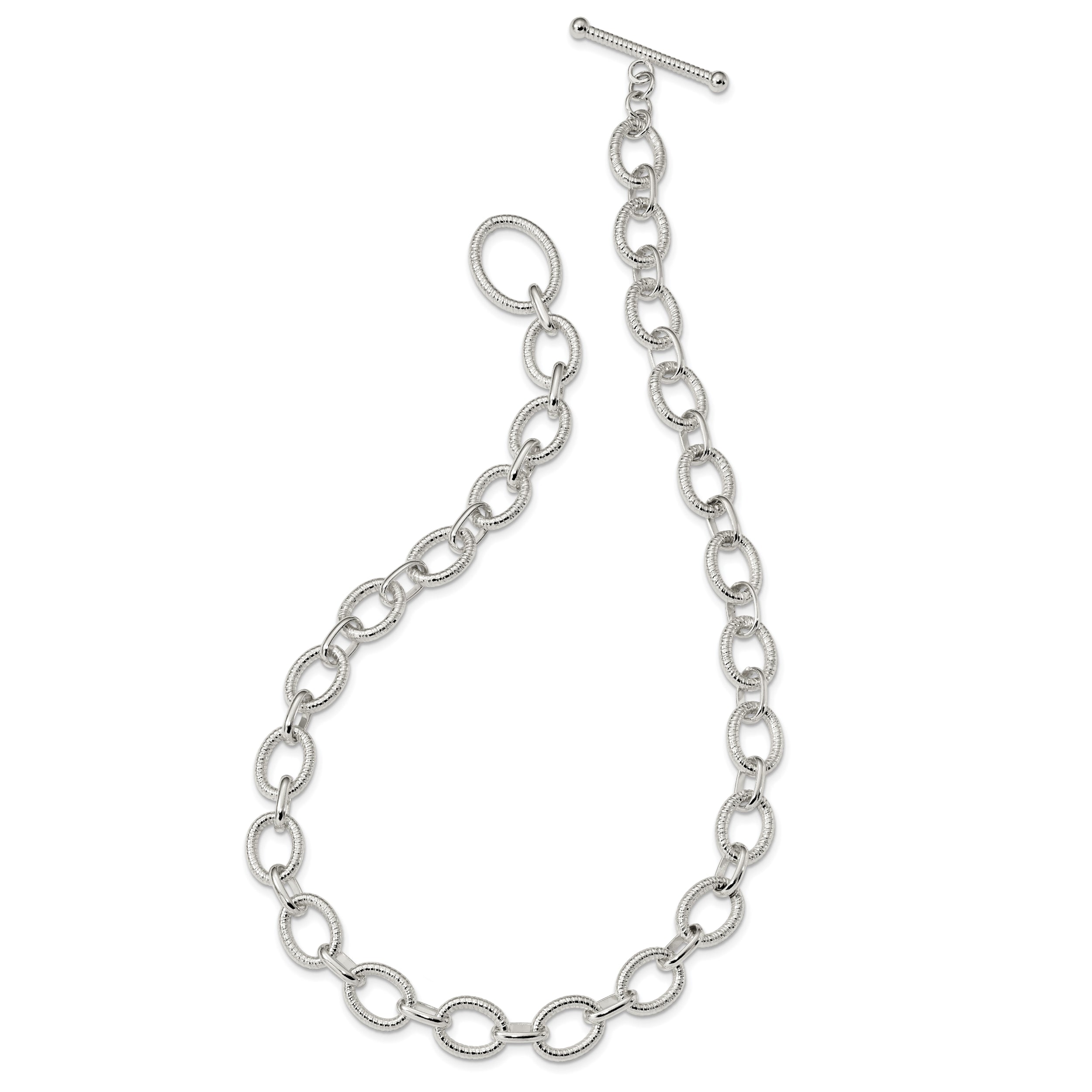 Sterling Silver Polished Fancy Link Necklace