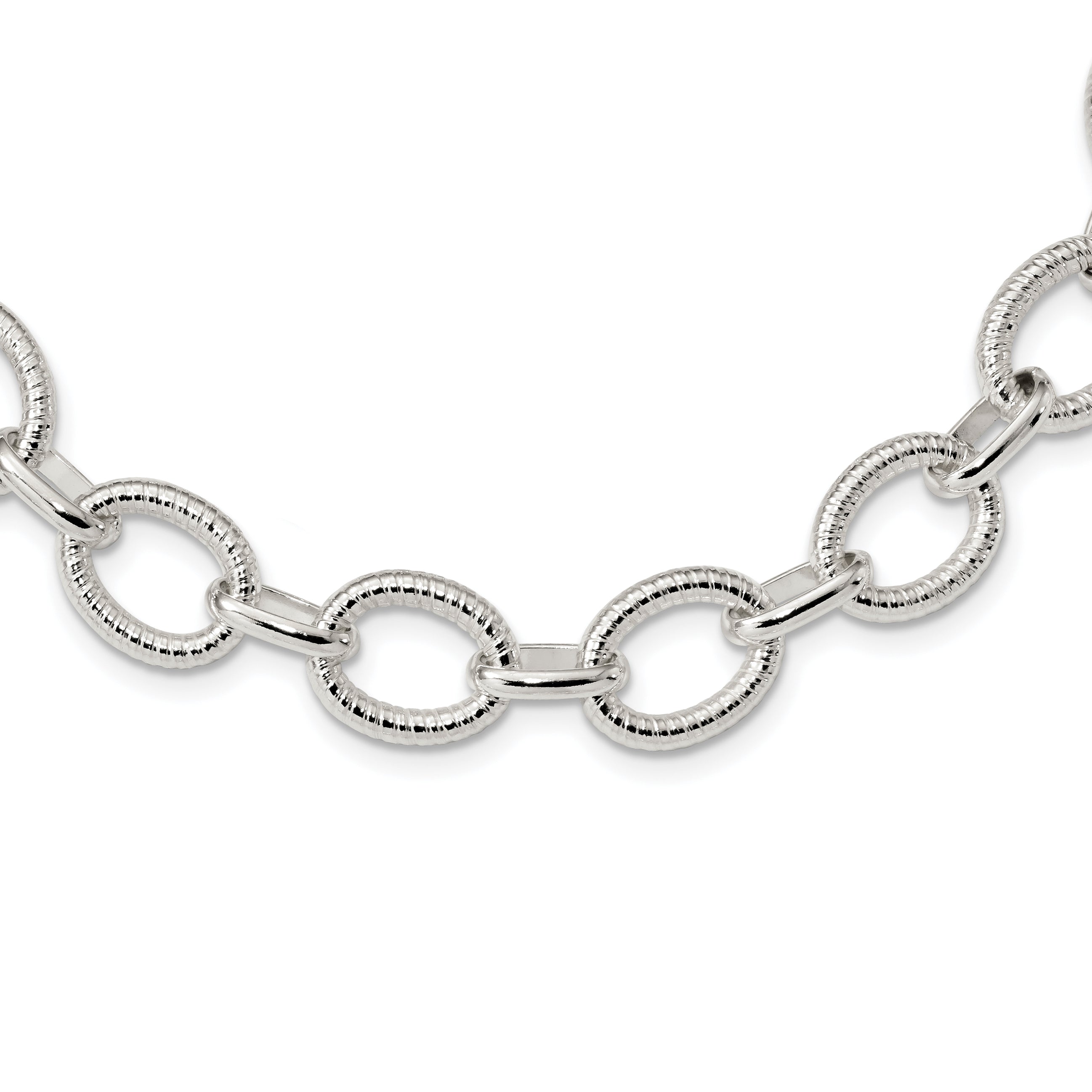 Sterling Silver Polished Fancy Link Necklace