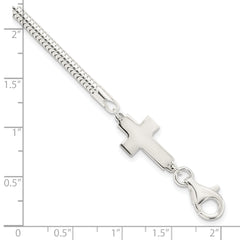 Sterling Silver Sideways Cross Bracelet