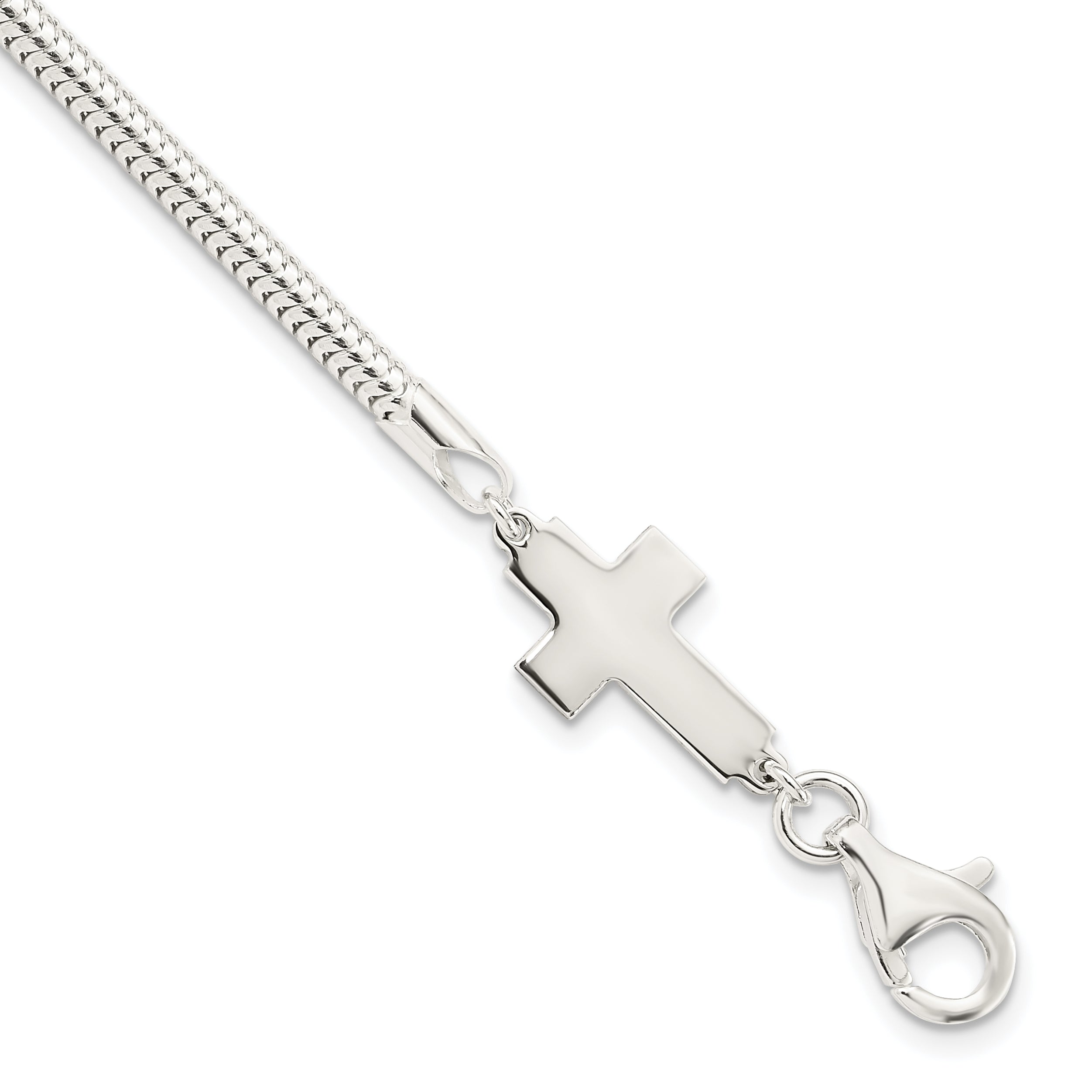 Sterling Silver Sideways Cross Bracelet