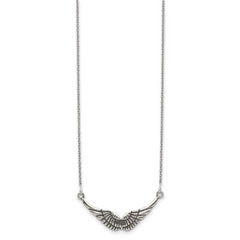 Sophia Jewelers Sterling Silver Antiqued Wings Pendant Necklace