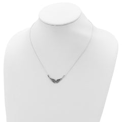 Sophia Jewelers Sterling Silver Antiqued Wings Pendant Necklace