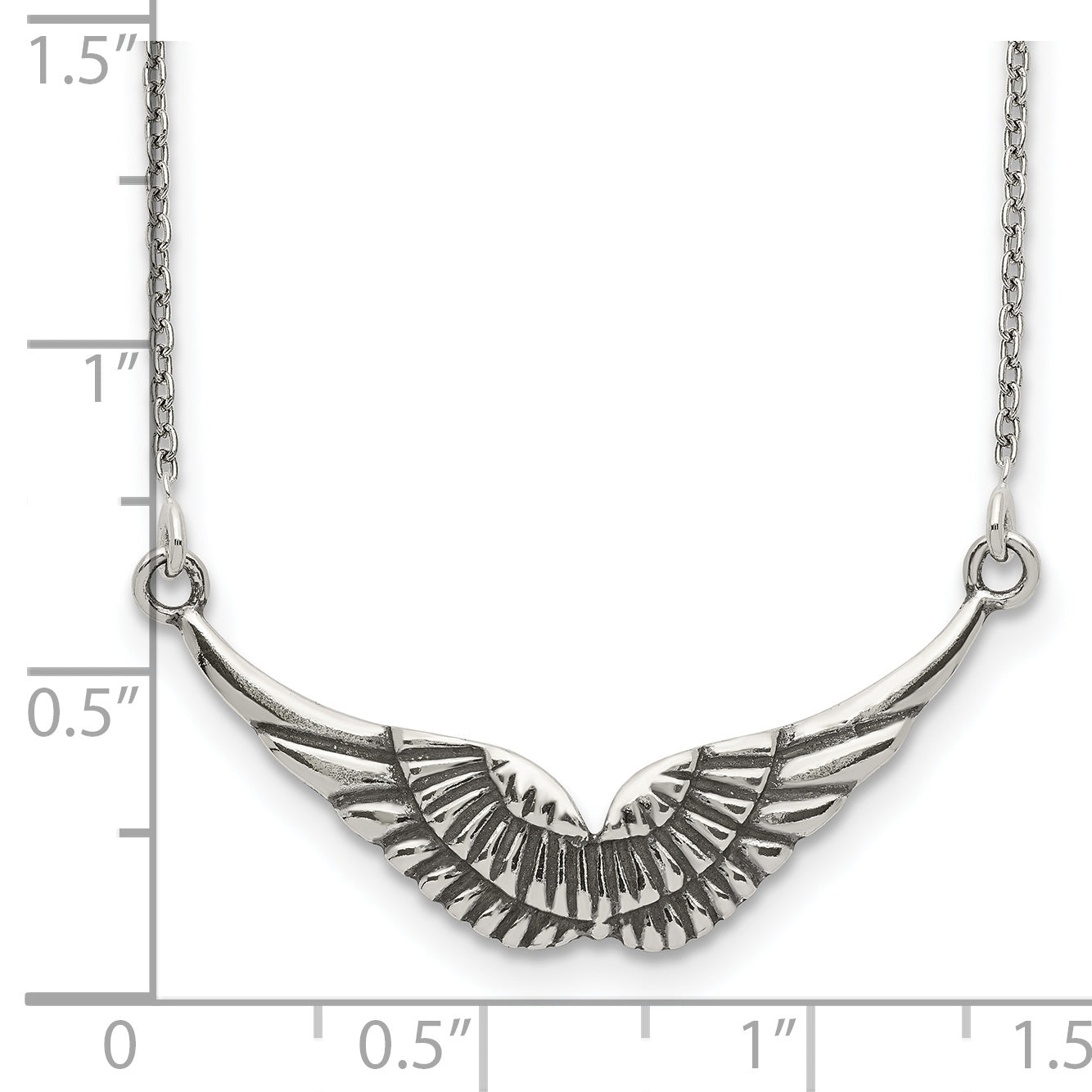 Sophia Jewelers Sterling Silver Antiqued Wings Pendant Necklace