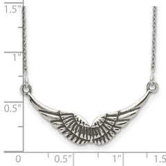 Sophia Jewelers Sterling Silver Antiqued Wings Pendant Necklace