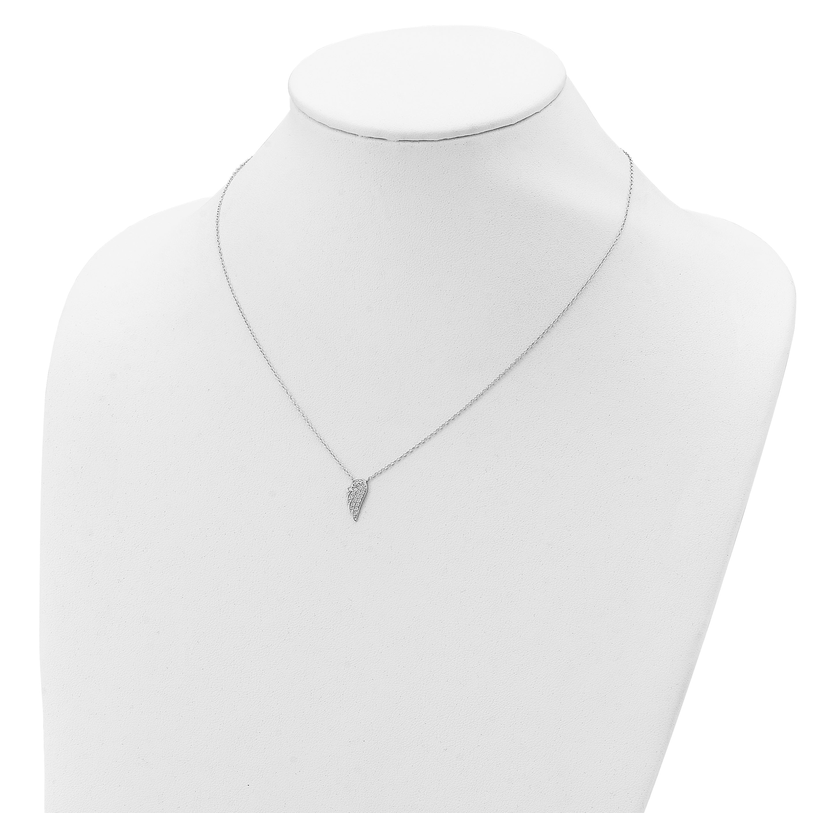 Sterling Silver Rhodium-plated CZ Wing Necklace