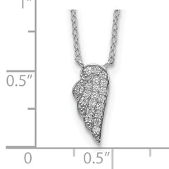 Sterling Silver Rhodium-plated CZ Wing Necklace