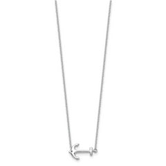 Sterling Silver Rhodium-plated Anchor 16 inch with a 2 inch extention Necklace