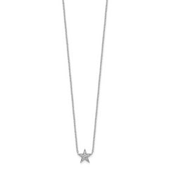 Sophia Jewelers 925 Sterling Silver CZ Star Necklace Rhodium-Plated Elegance