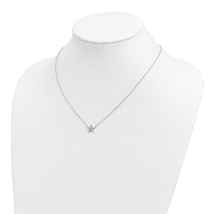 Sophia Jewelers 925 Sterling Silver CZ Star Necklace Rhodium-Plated Elegance