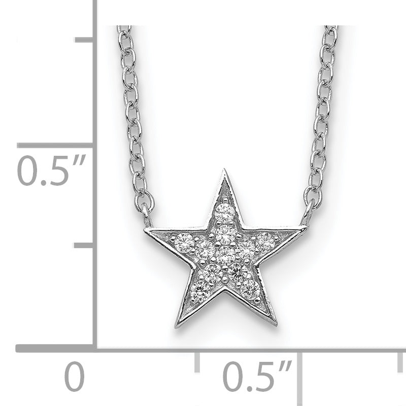 Sophia Jewelers 925 Sterling Silver CZ Star Necklace Rhodium-Plated Elegance