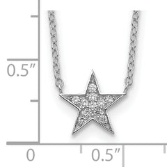 Sterling Silver Rhodium-plated CZ Star Necklace