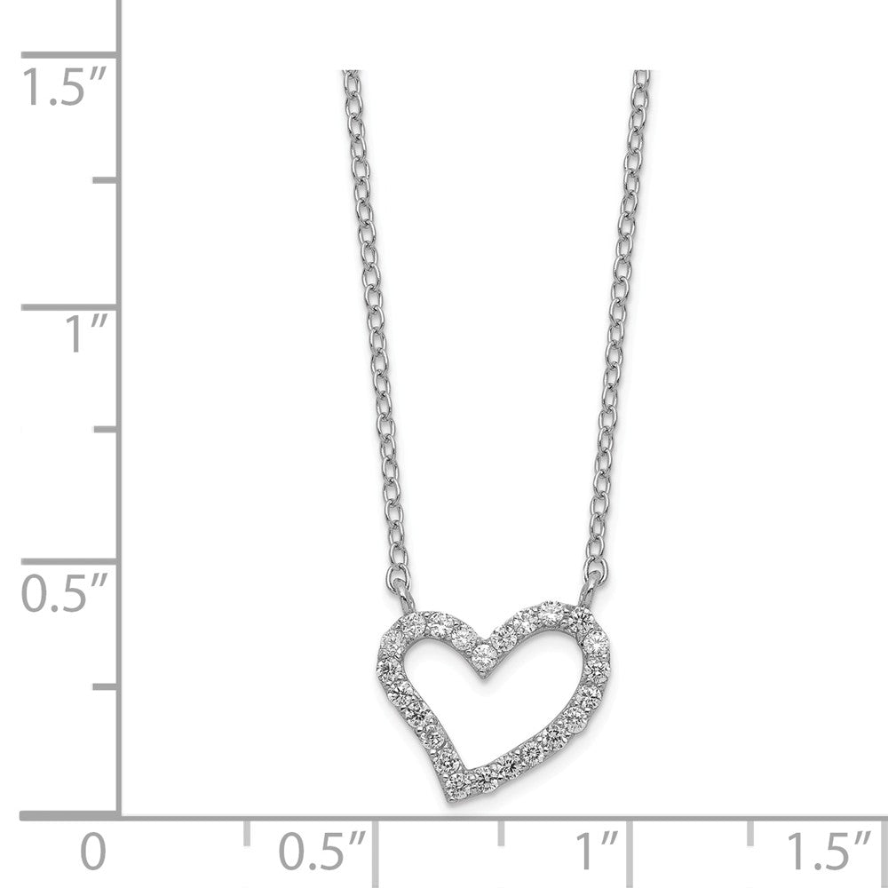 Sterling Silver 925 CZ Heart Necklace with Rhodium Plated Elegance