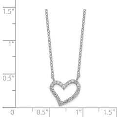 Sterling Silver 925 CZ Heart Necklace with Rhodium Plated Elegance