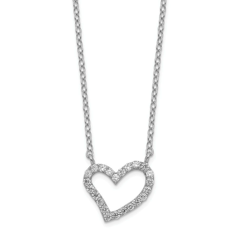 Sterling Silver Rhodium-plated CZ Heart Necklace