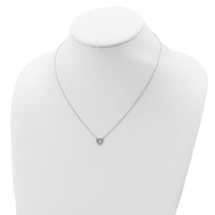 Sophia Jewelers 925 Sterling Silver Polished CZ Open Heart Necklace