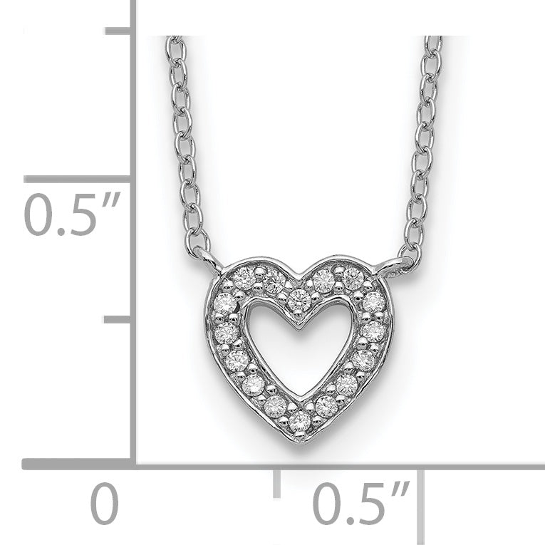 Sophia Jewelers 925 Sterling Silver Polished CZ Open Heart Necklace