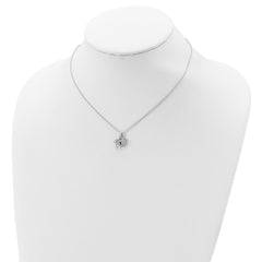 Sterling Silver Rhodium Plated Polished Key and CZ Lock 16.5 inch Necklace with 2 inch extension