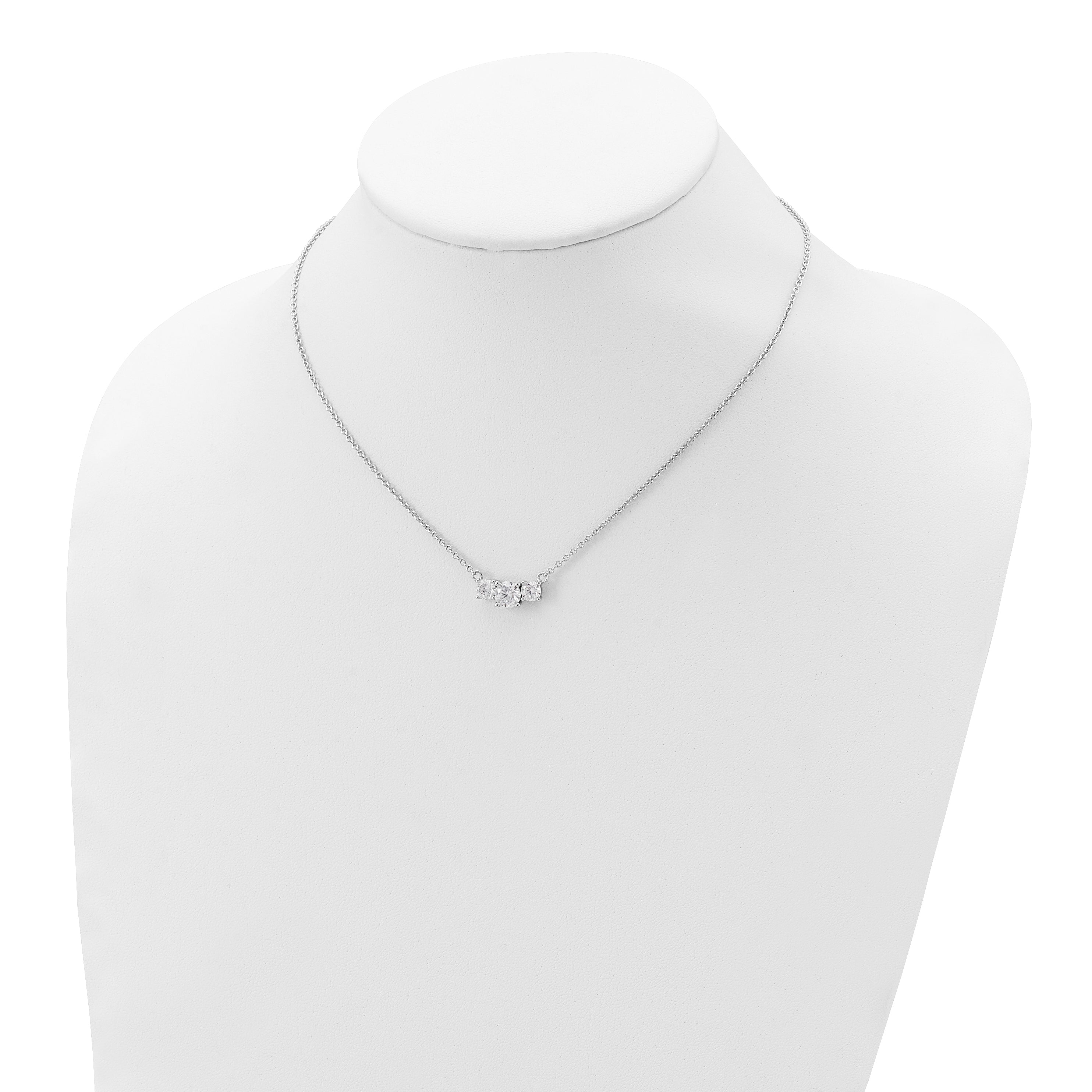 Sophia Jewelers Sterling Silver CZ 3-Stone Necklace with Rhodium Finish