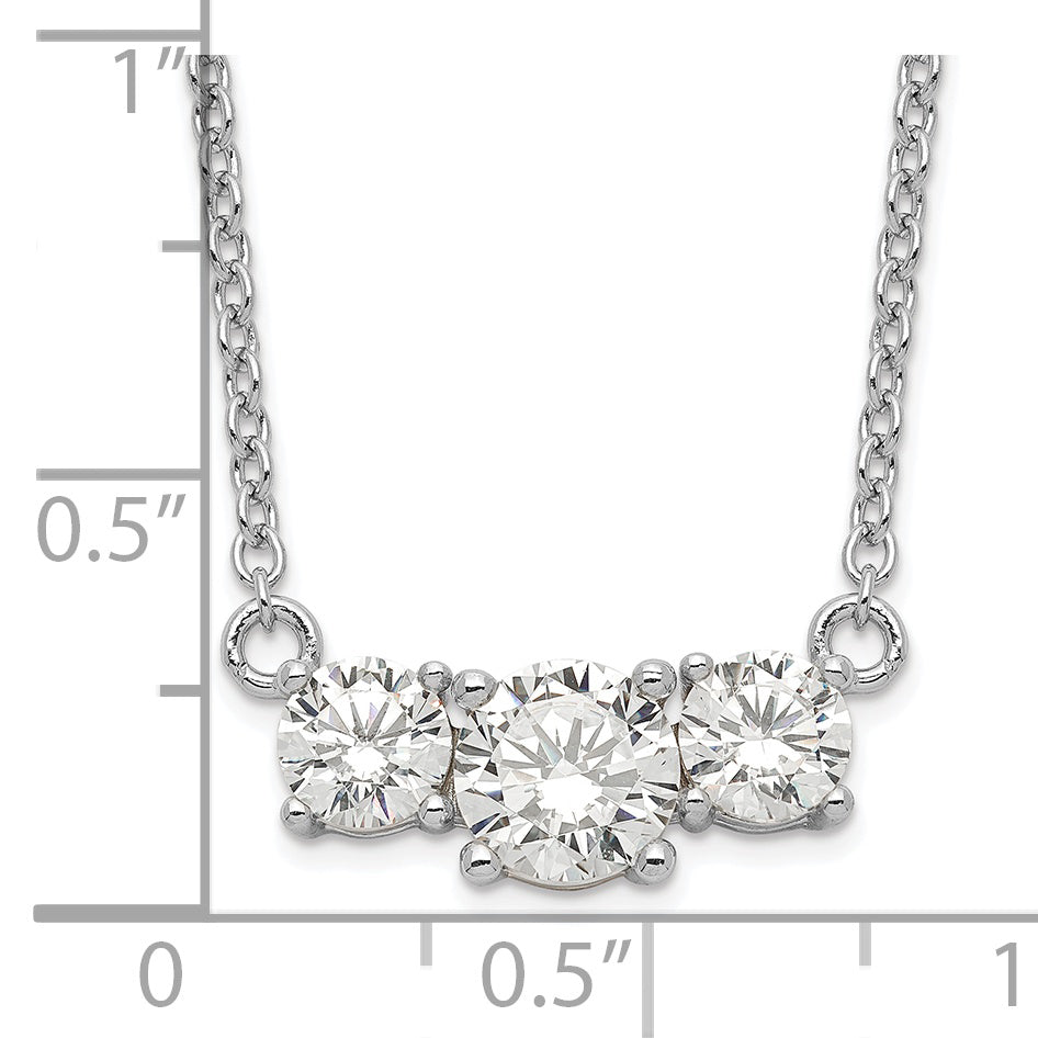 Sophia Jewelers Sterling Silver CZ 3-Stone Necklace with Rhodium Finish