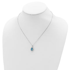 Sterling Silver Blue Topaz Necklace with CZ Accents Elegant December Birthstone