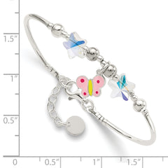 Sterling Silver Enamel Crystal Butterfly Stars w/ 1in ext. Children's Brace