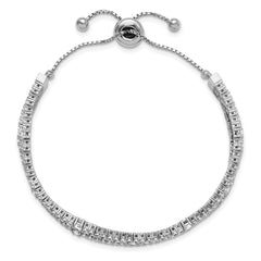 Sterling Shimmer Sterling Silver Rhodium-plated 205 Stone CZ Adjustable 5 inch up to 9 inch Bracelet