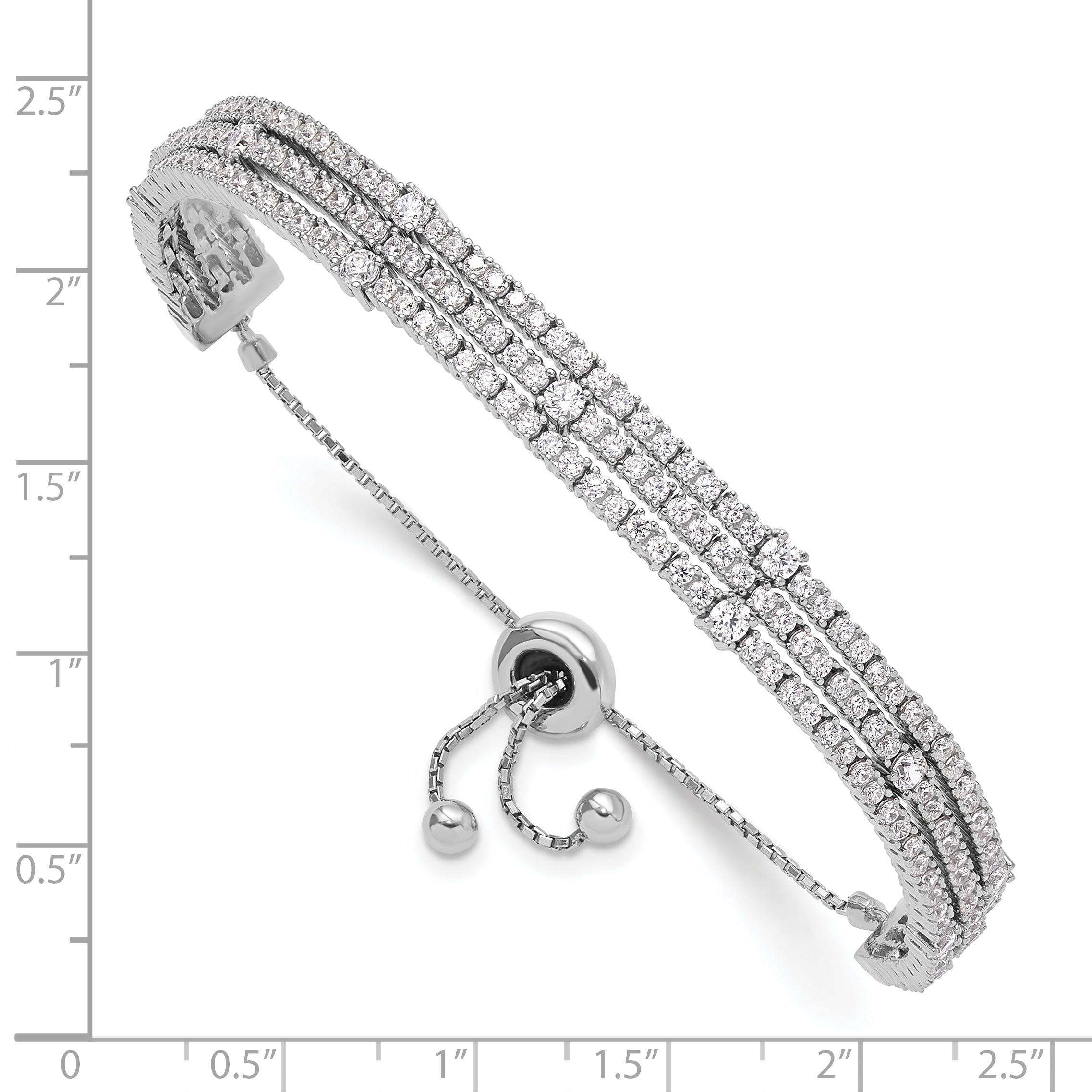 Sterling Shimmer Sterling Silver Rhodium-plated 205 Stone CZ Adjustable 5 inch up to 9 inch Bracelet