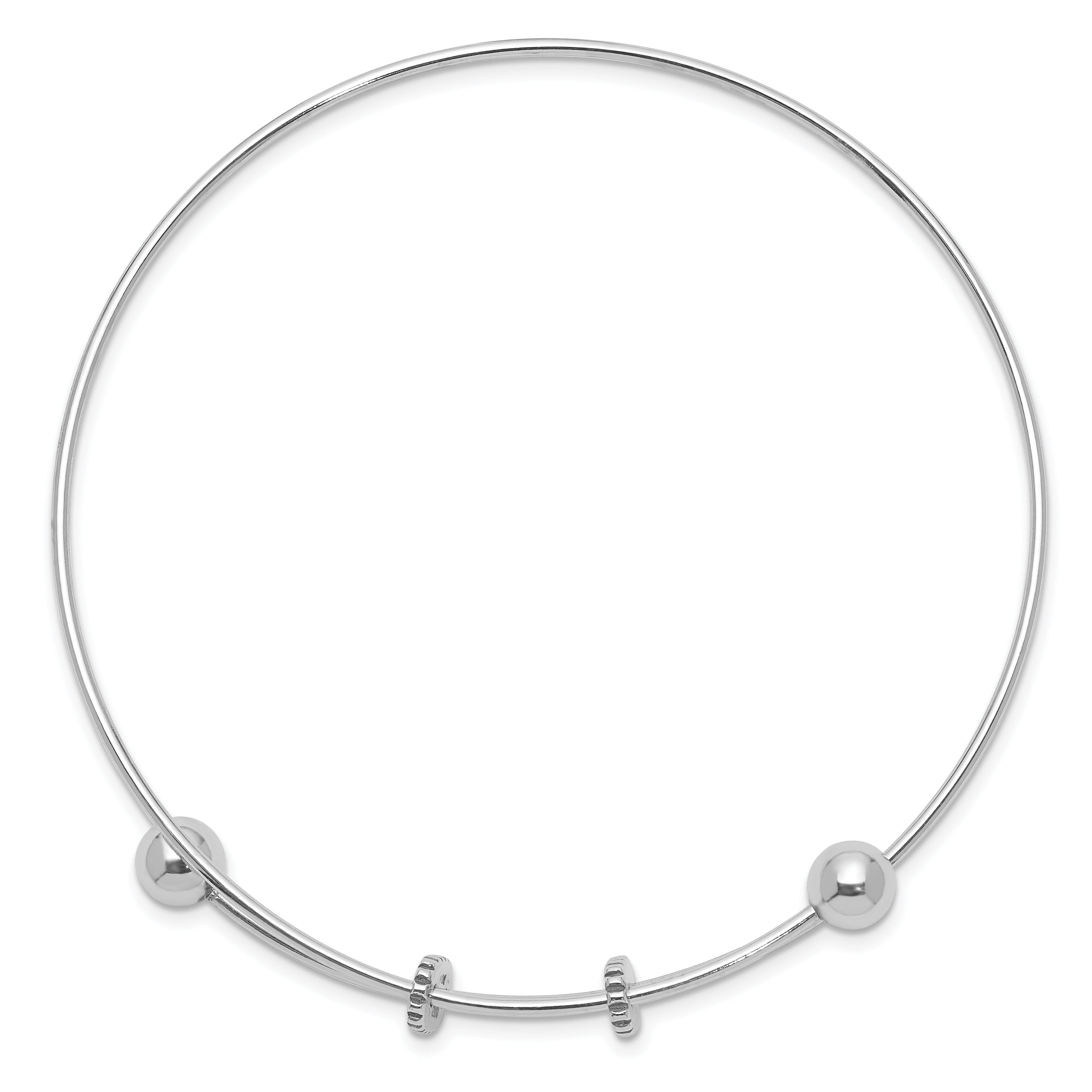 Sterling Silver Rhodium-plated Polished Expandable Bangle