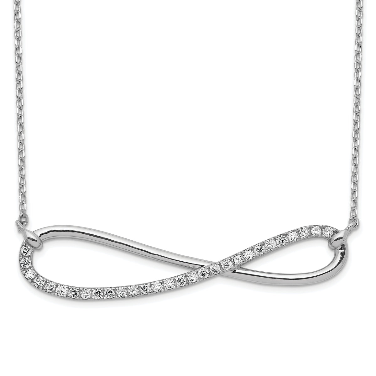 Sterling Shimmer Sterling Silver Rhodium-plated 18.5 inch 29 Stone CZ Infinity Symbol Necklace