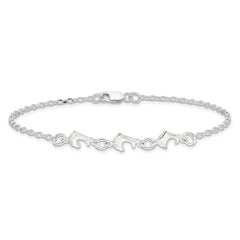 Sterling Silver 3 Dolphins Anklet