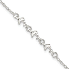 Sterling Silver 3 Dolphins Anklet