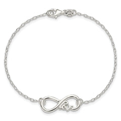 Sterling Silver Polished infinity Sign w/LOVE 7.5 inch Bracelet