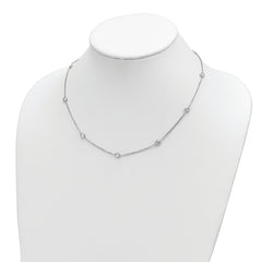 Sterling Silver Rhodium-plated 9-Station CZ Polished Necklace