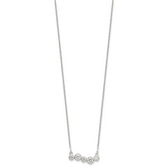 Sterling Silver Polished 5 Bezel Set CZs 16in Bar Necklace