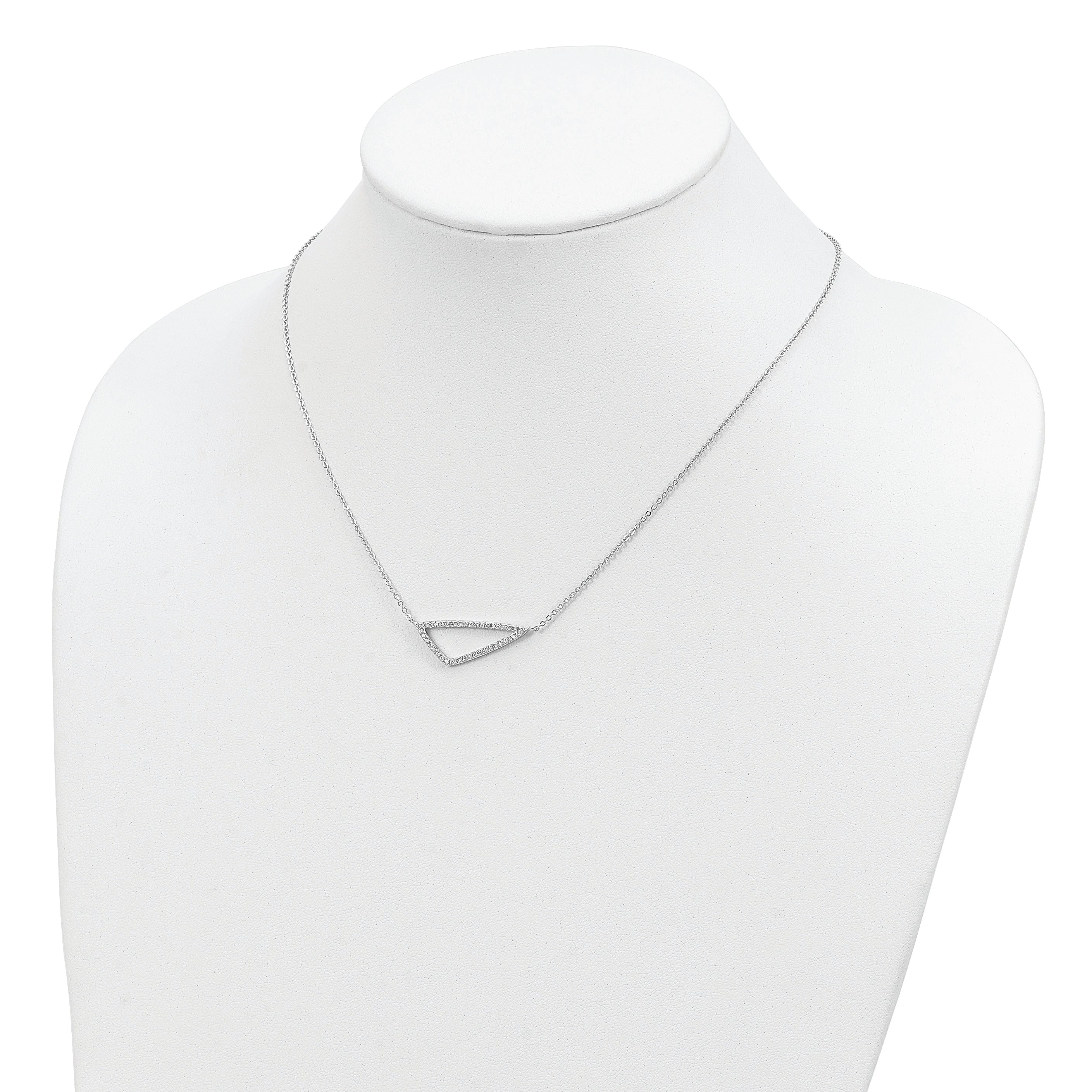 Sophia Jewelers Sterling Silver CZ Triangle Necklace with Polished Rhodium Finish