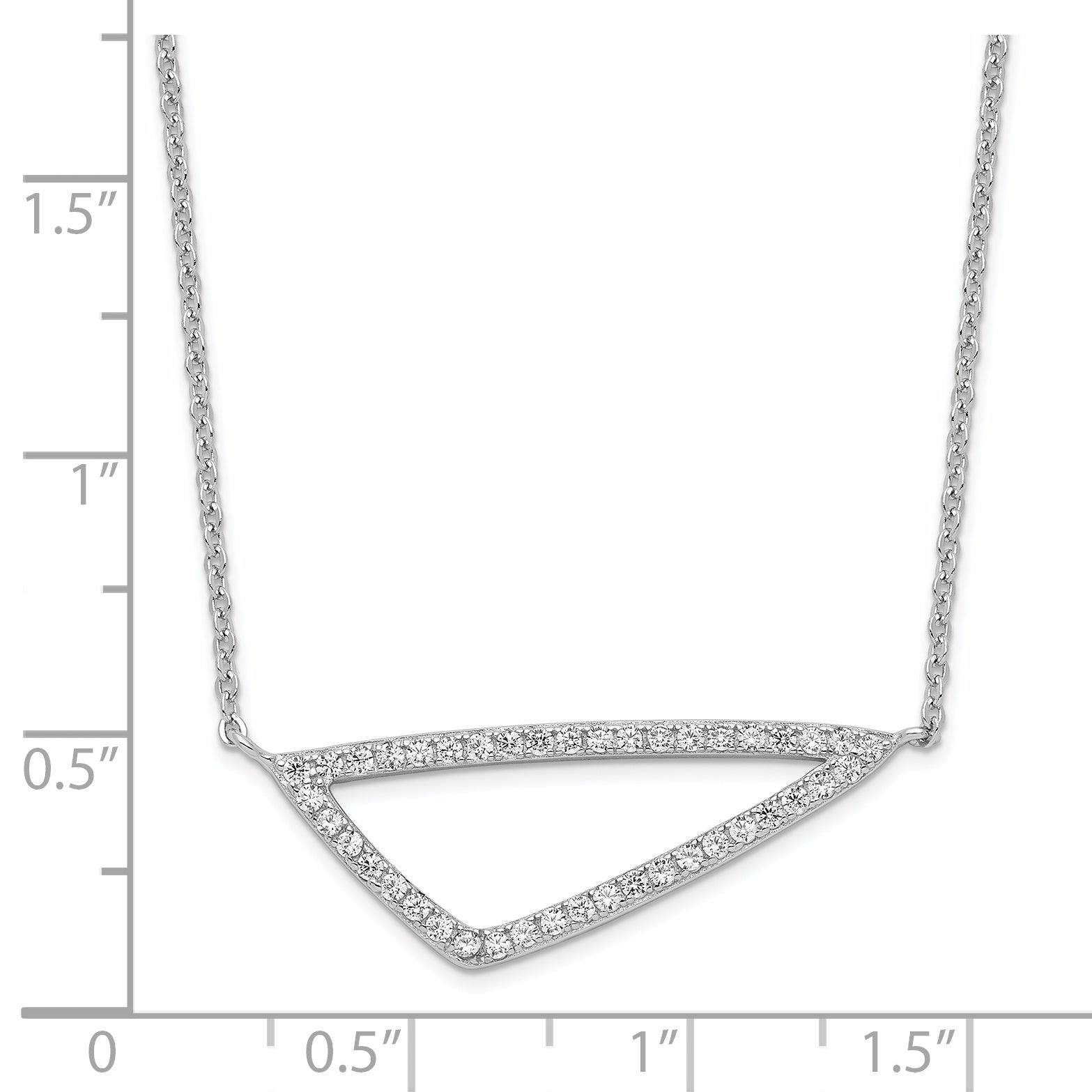 Sophia Jewelers Sterling Silver CZ Triangle Necklace with Polished Rhodium Finish